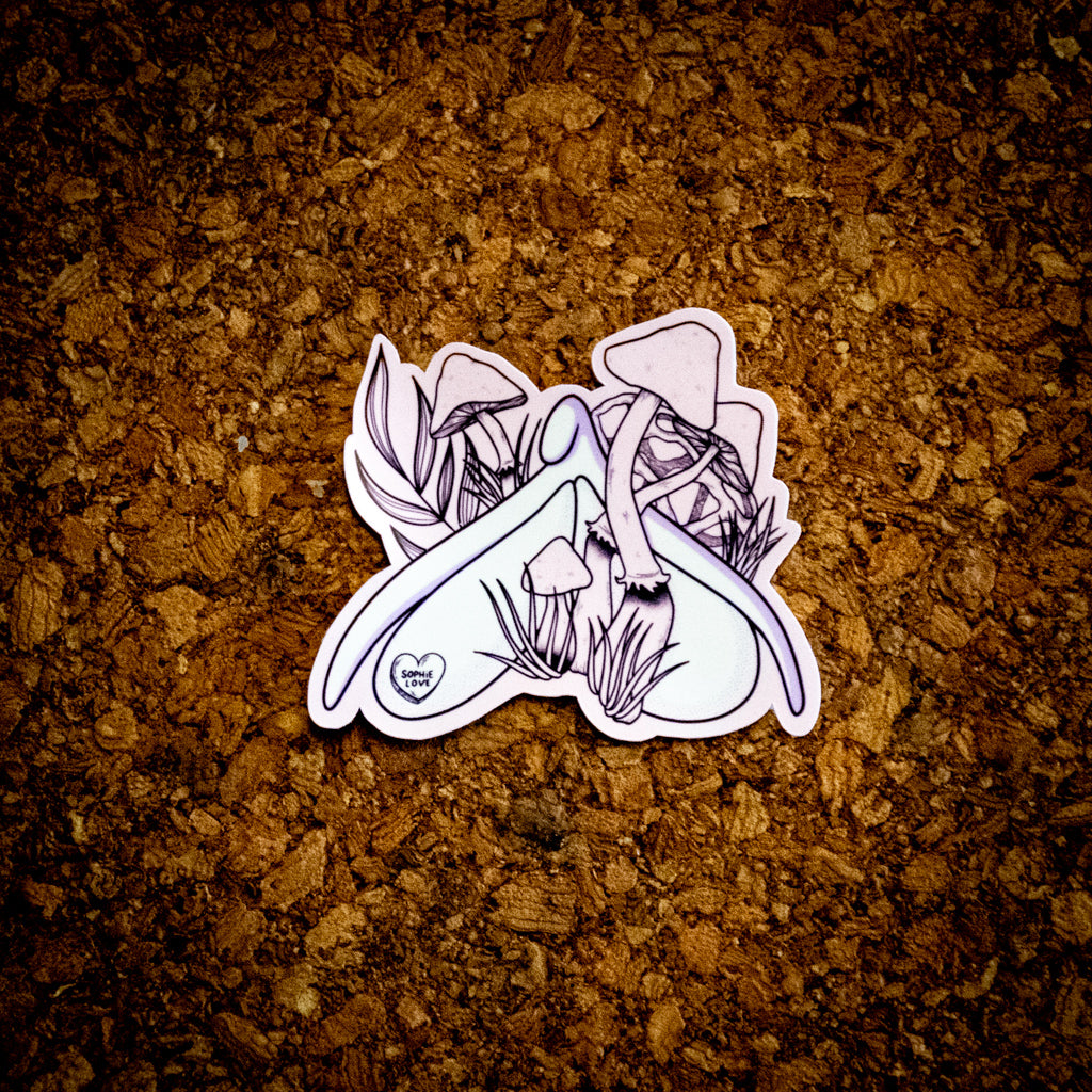 Clitoris Vinyl Sticker - Mushrooms