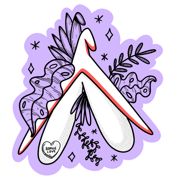 Clitoris Vinyl Sticker - Leaves